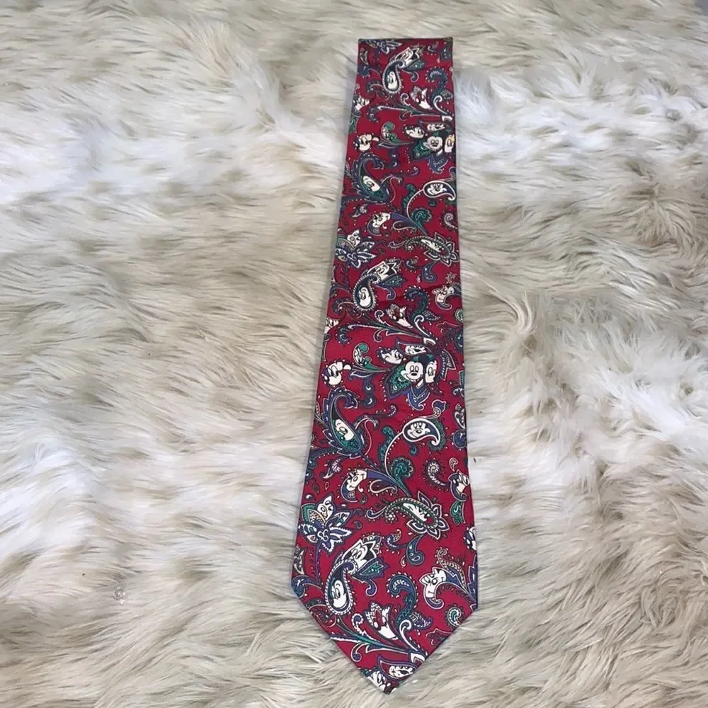 Vintage Disney Mickey Mouse Silk Paisley Tie